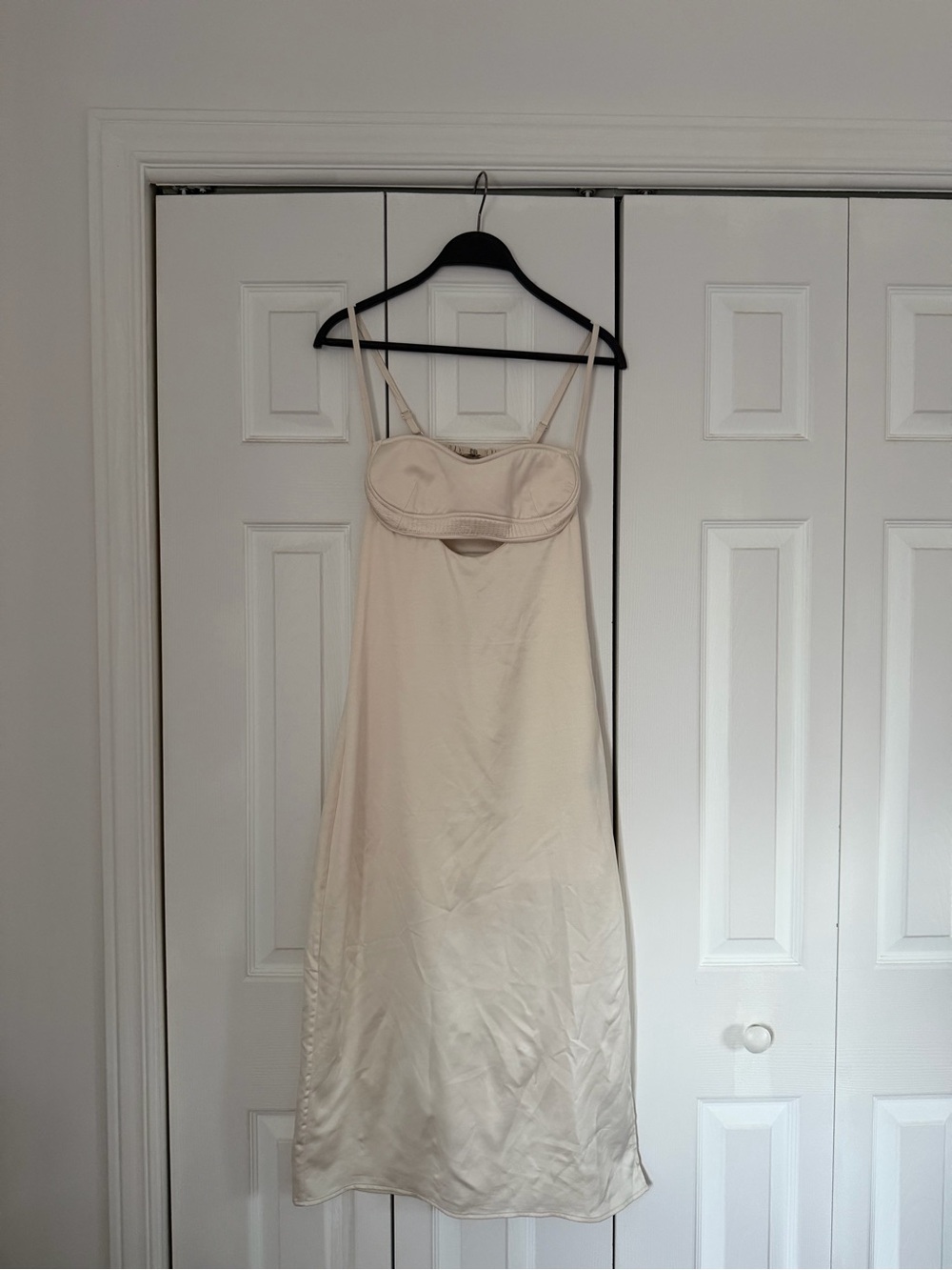 Cream Slip Dress with Bust Detail
